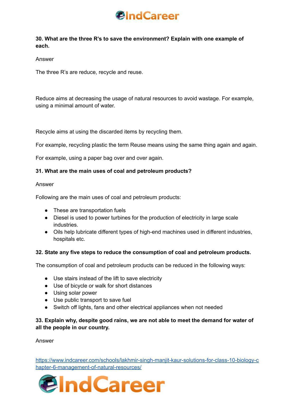 Lakhmir Singh Manjit Kaur Solutions for Class 10 Biology: Chapter 6- Management Of Natural Resources - Page 9