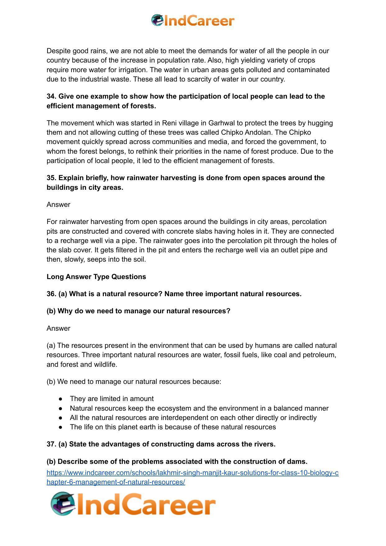 Lakhmir Singh Manjit Kaur Solutions for Class 10 Biology: Chapter 6- Management Of Natural Resources - Page 10