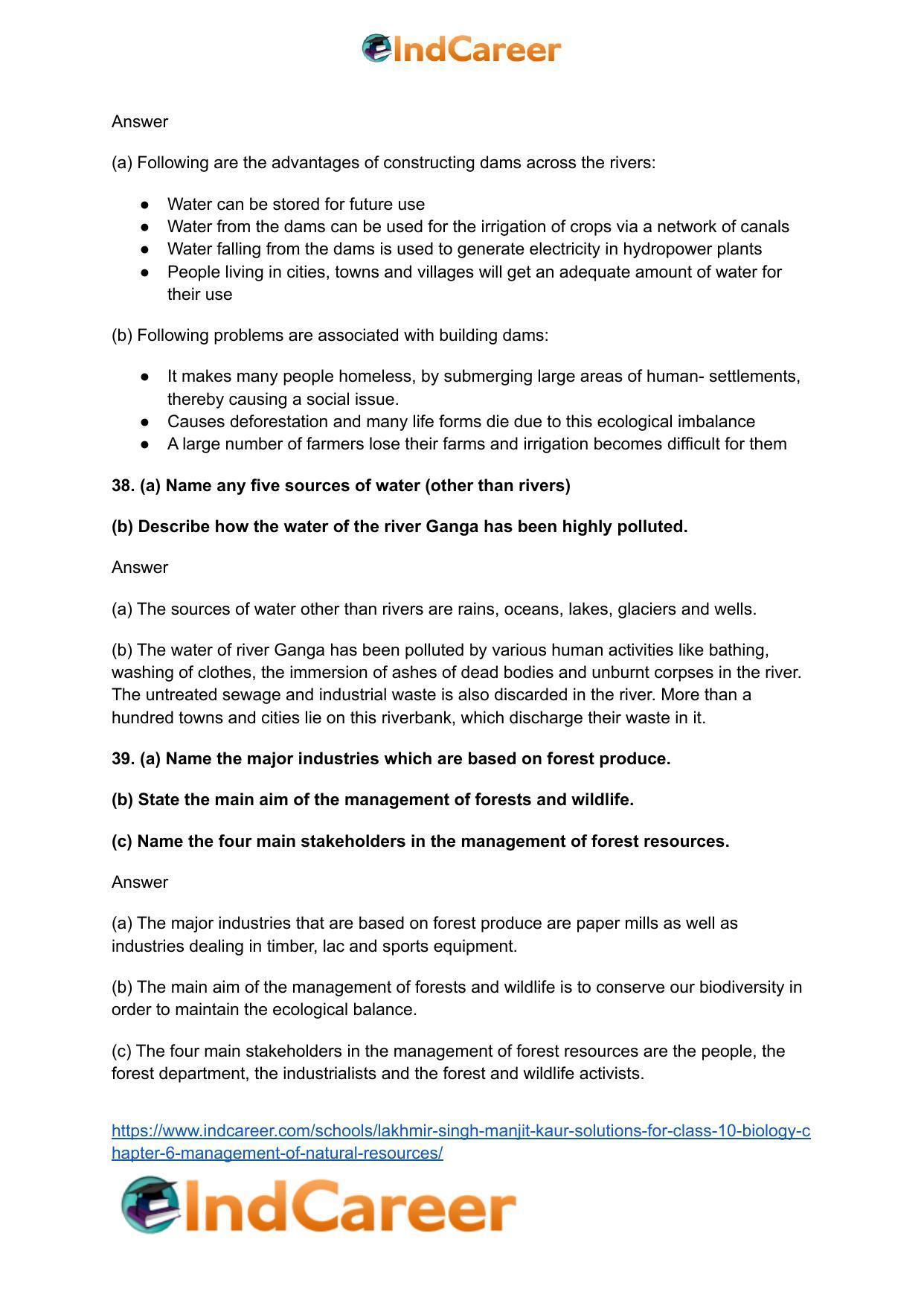 Lakhmir Singh Manjit Kaur Solutions for Class 10 Biology: Chapter 6- Management Of Natural Resources - Page 11