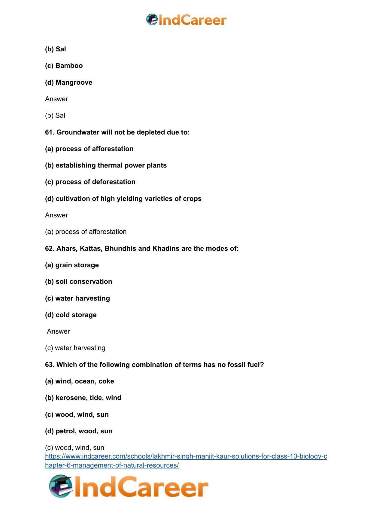 Lakhmir Singh Manjit Kaur Solutions for Class 10 Biology: Chapter 6- Management Of Natural Resources - Page 18