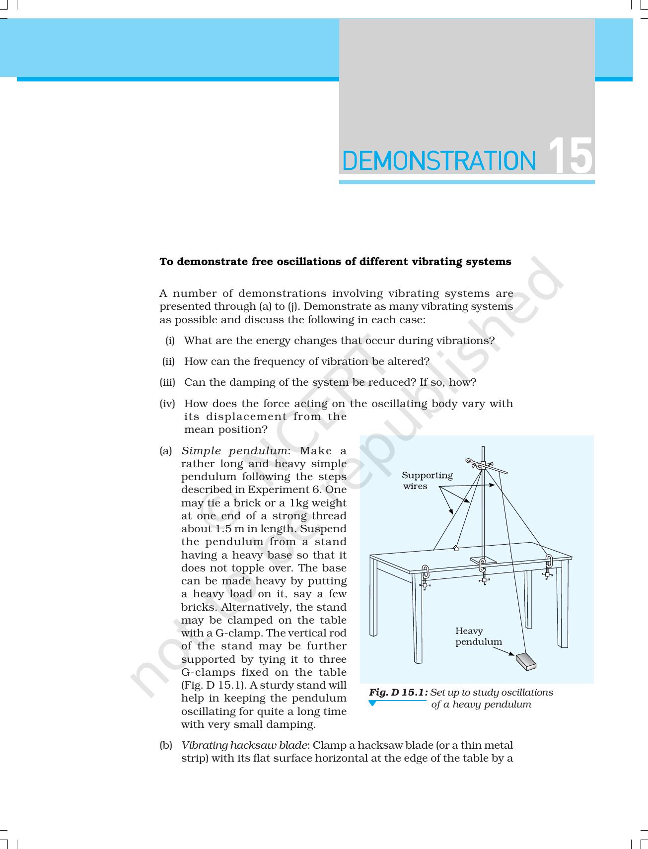 NCERT Laboratory Manuals for Class XI Physics - Demonstrations - Page 25