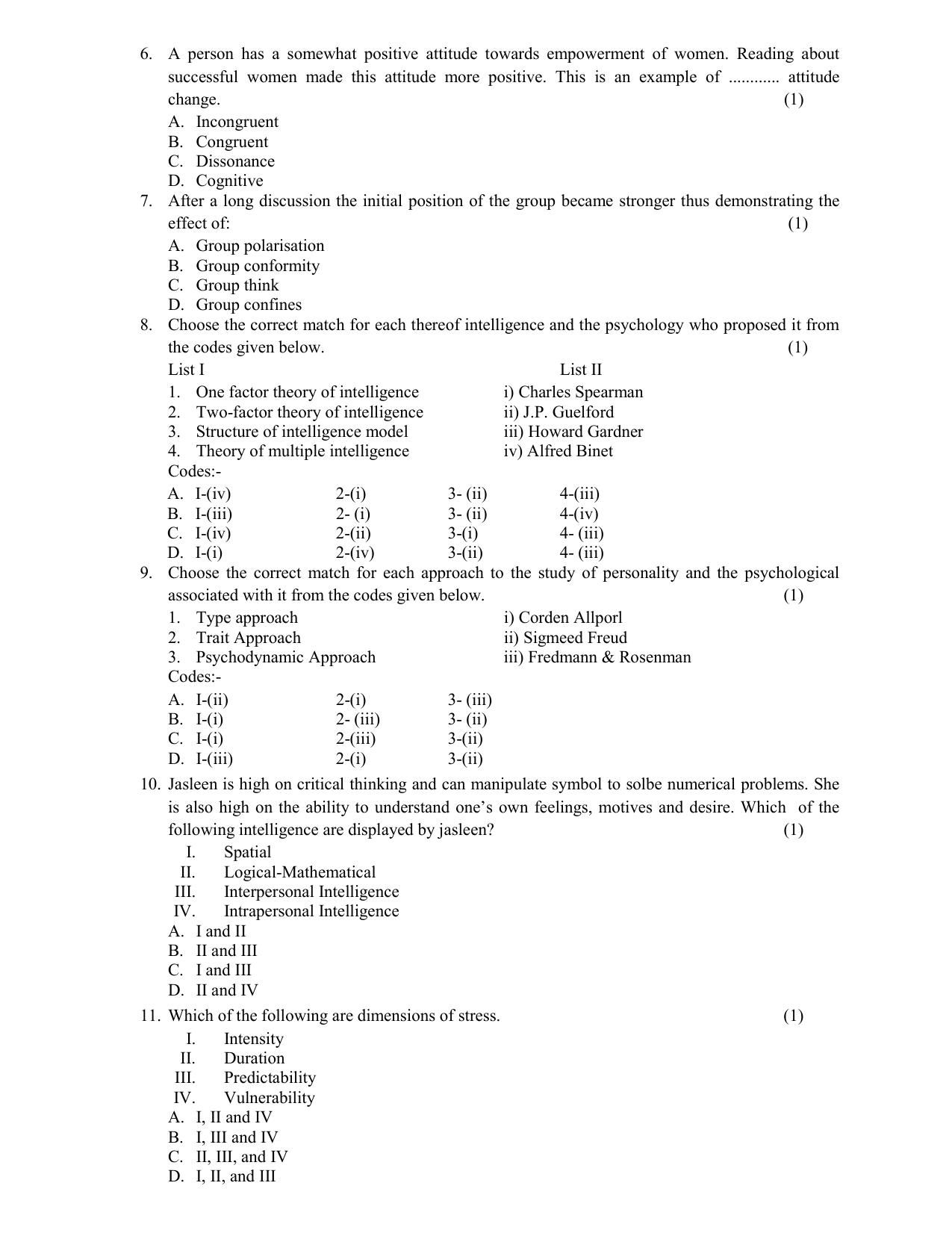HPBOSE Class 12th Psychology Sample Question Papers 2025 - Page 2