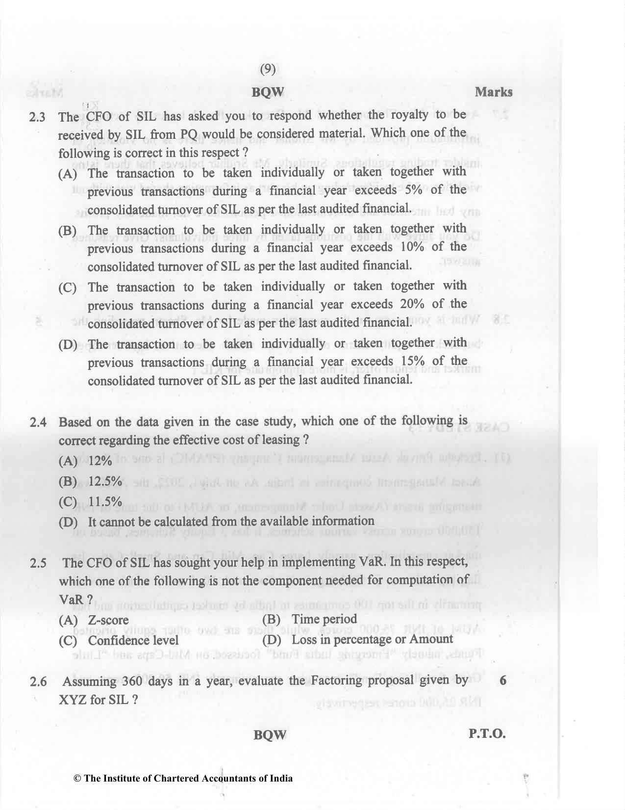 CA Final Nov 2022 Question Paper - Paper 6B – Financial Services and Capital Markets - Page 9