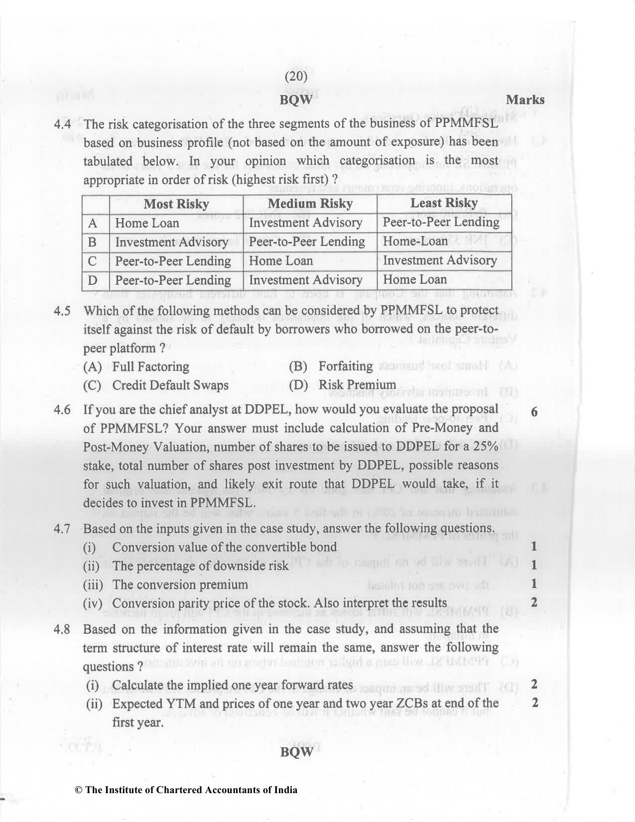 CA Final Nov 2022 Question Paper - Paper 6B – Financial Services and Capital Markets - Page 20