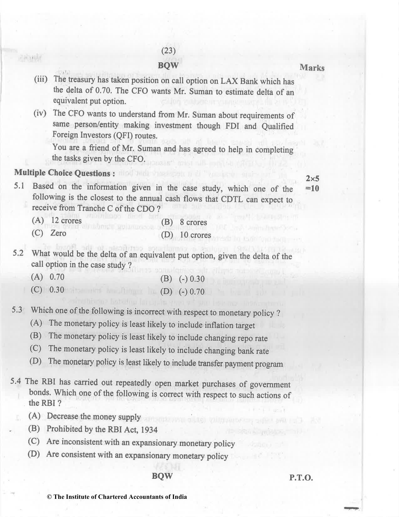 CA Final Nov 2022 Question Paper - Paper 6B – Financial Services and Capital Markets - Page 23