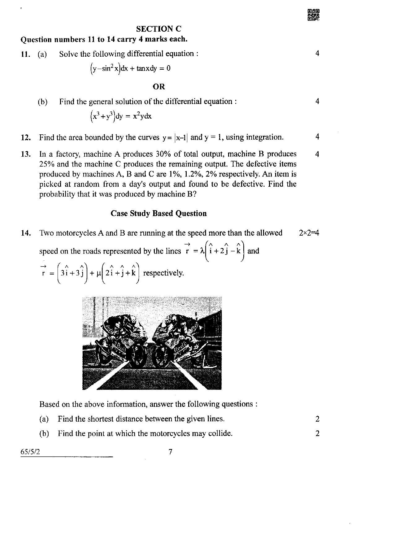 CBSE Class 12 65-5-2 Mathematics 2022 Question Paper - Page 7