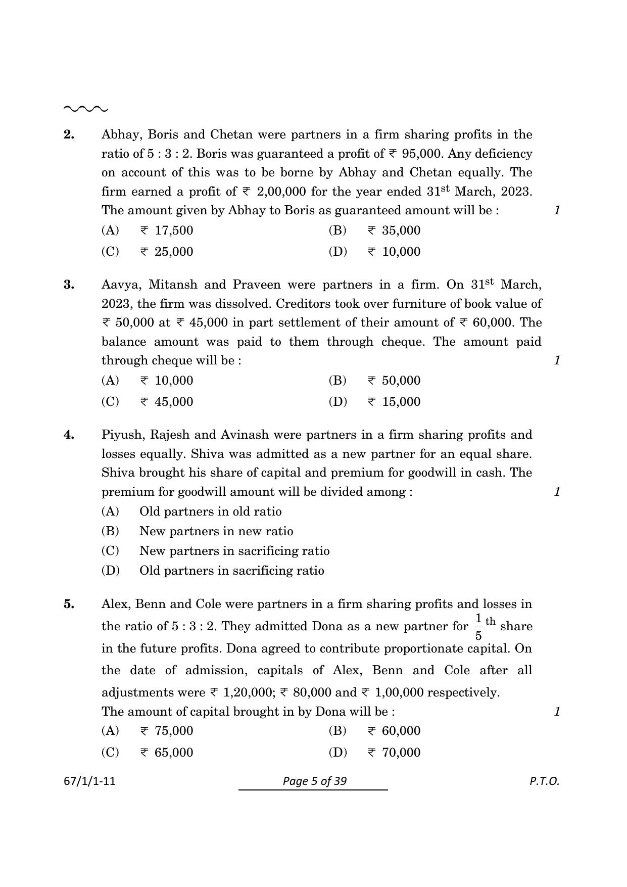 CBSE Class 12 67-1-1 Accountancy 2024 Question Paper - Page 5