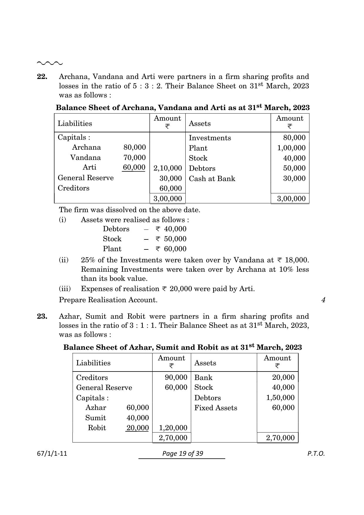 CBSE Class 12 67-1-1 Accountancy 2024 Question Paper - Page 19