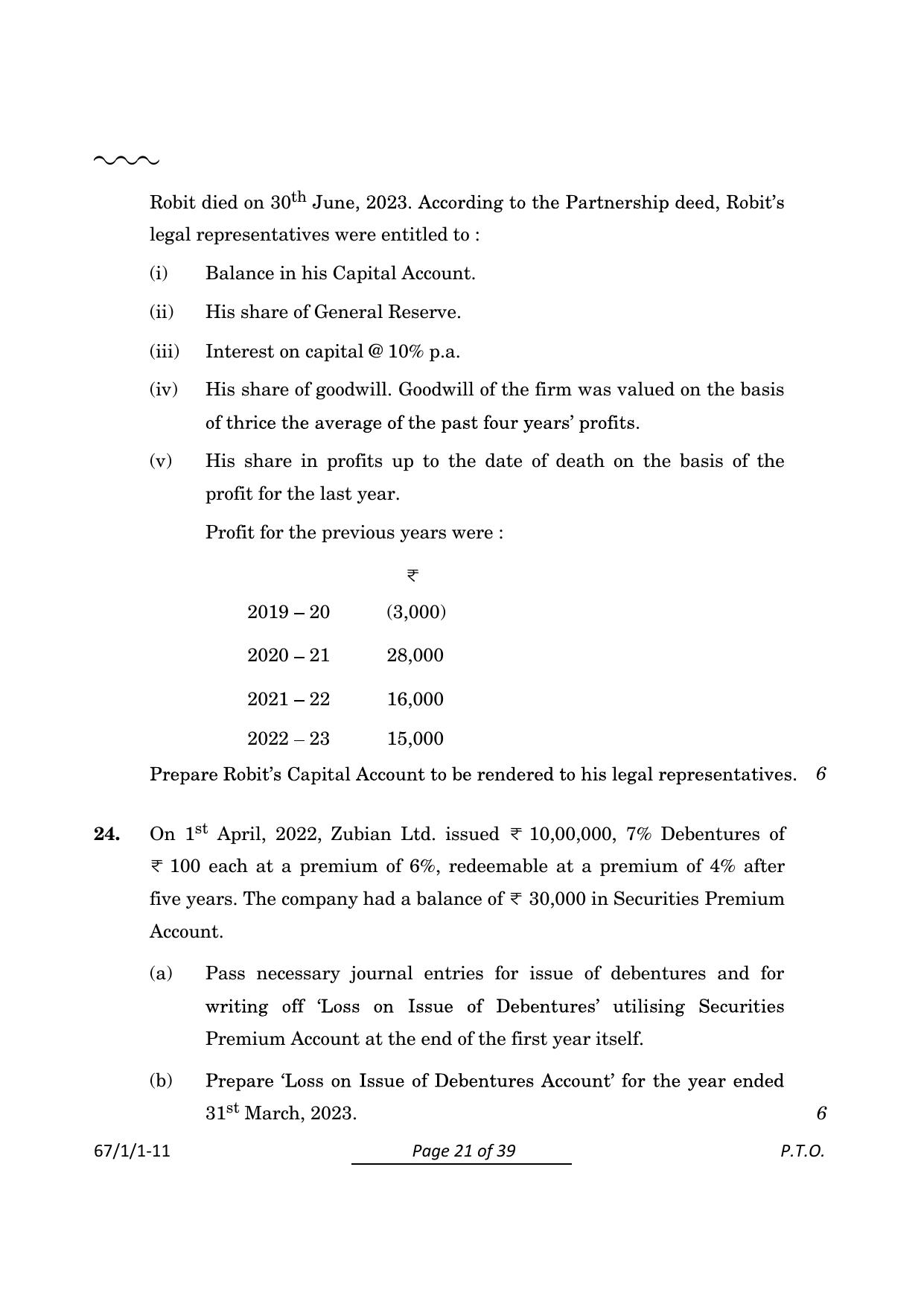 CBSE Class 12 67-1-1 Accountancy 2024 Question Paper - Page 21