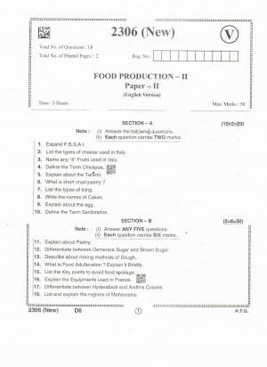AP Intermediate 2nd Year Vocational Question Paper September-2021- Food_Production-II