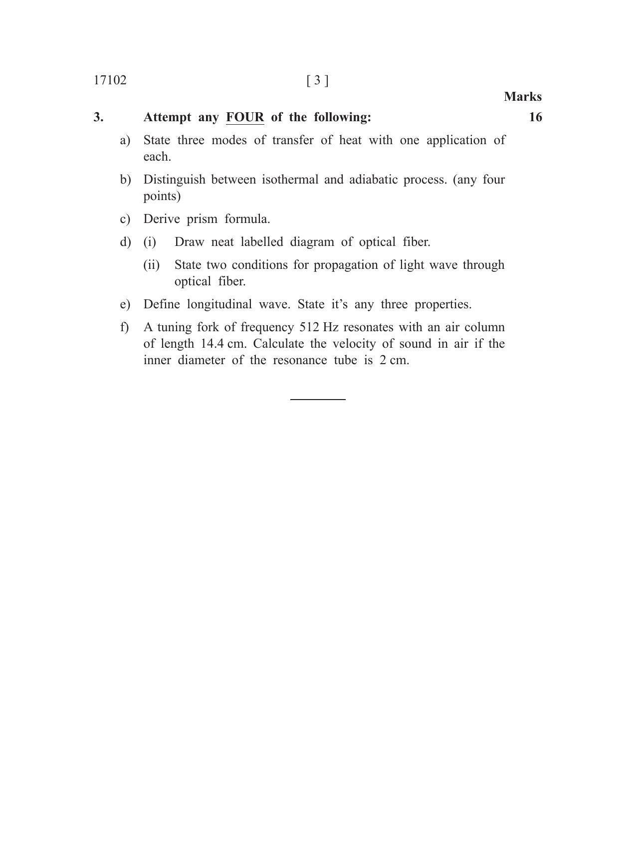 MSBTE Winter Question Paper 2019 - Basic Science - Physics - Page 3