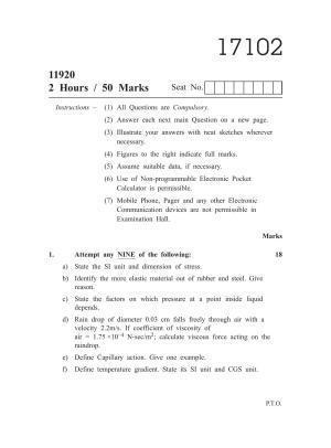 MSBTE Winter Question Paper 2019 - Basic Science - Physics