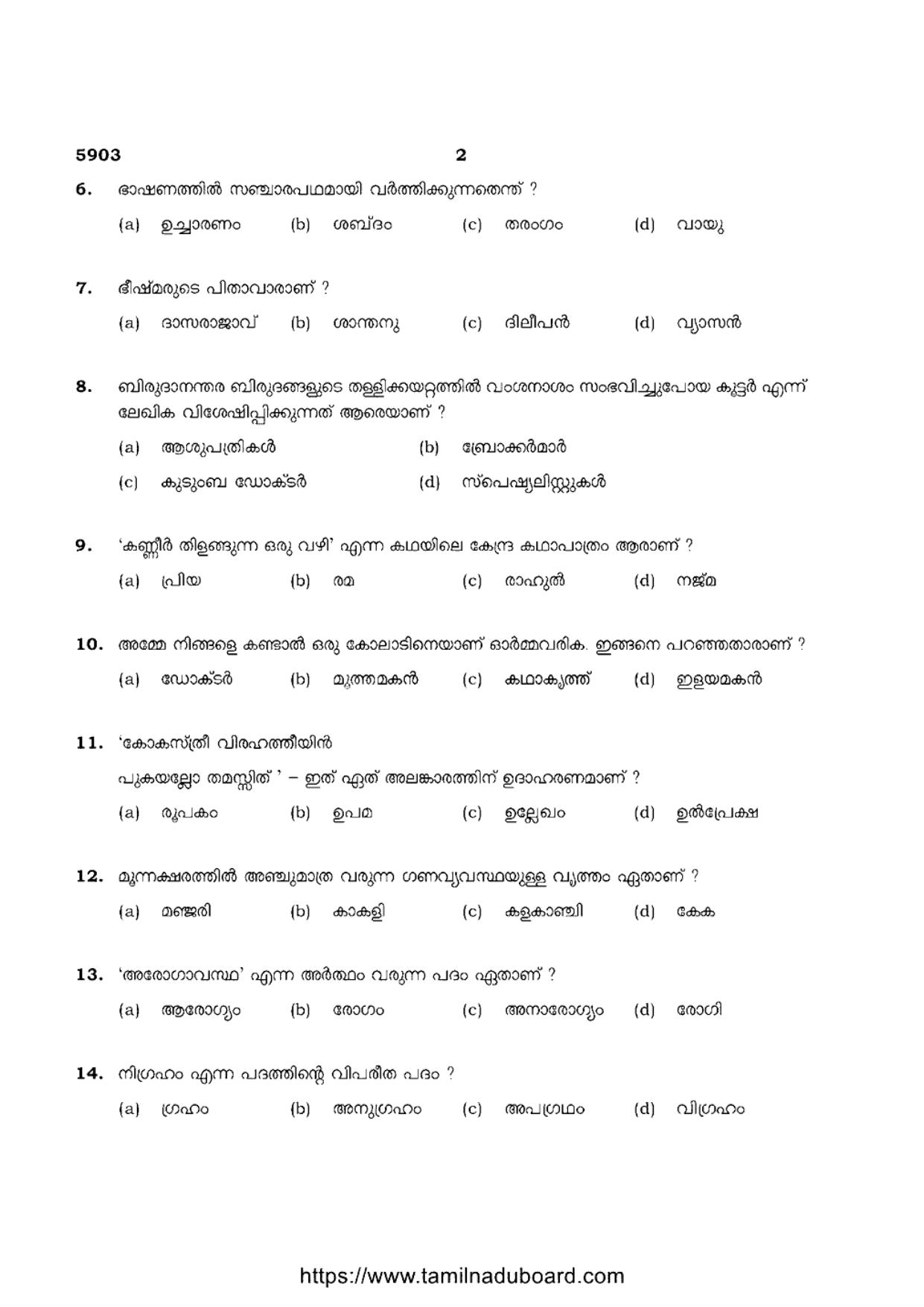 TN Class 12 Malayalam 5903 Question Papers 2022 - Page 2