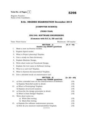 Annamalai University Software Engineering B.C.A. (OUS) December 2014 Question Papers
