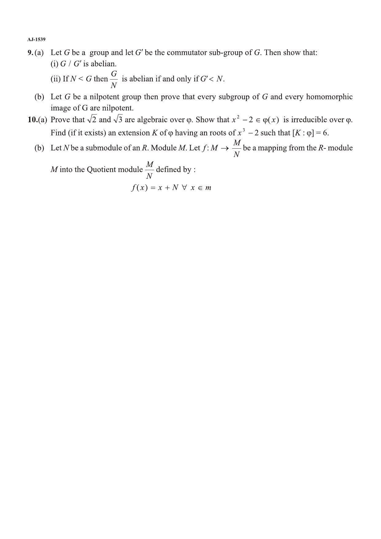 Bilaspur University Question Paper 2021-2022:M.A (Previous) Mathematics Advanced Abstract Algebra Paper 1 - Page 2