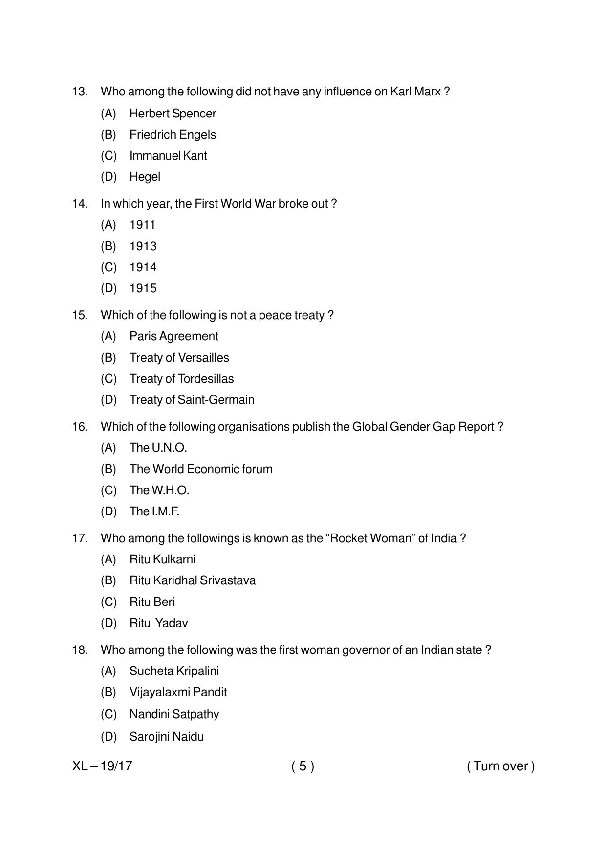 Odisha CPET WOMEN STUDIES 2020 Question Paper - Page 5
