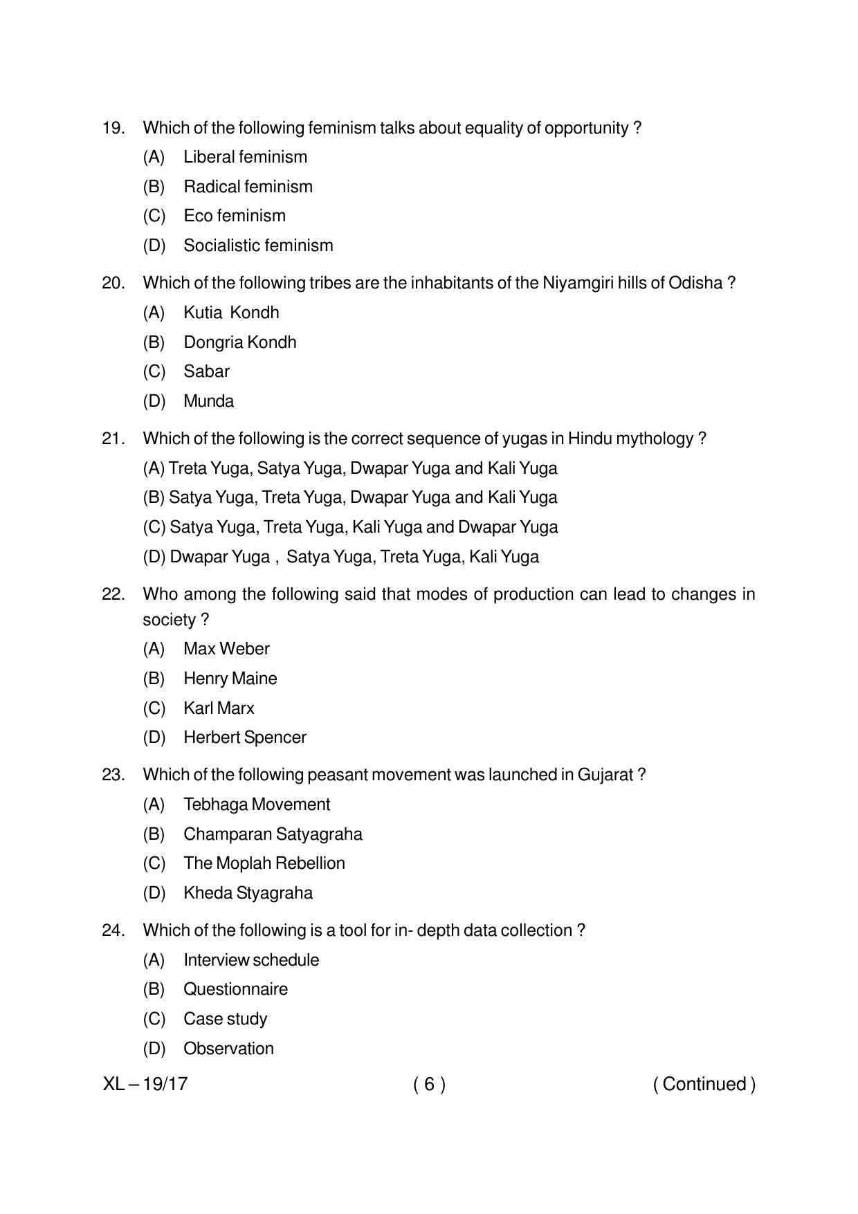 Odisha CPET WOMEN STUDIES 2020 Question Paper - Page 6