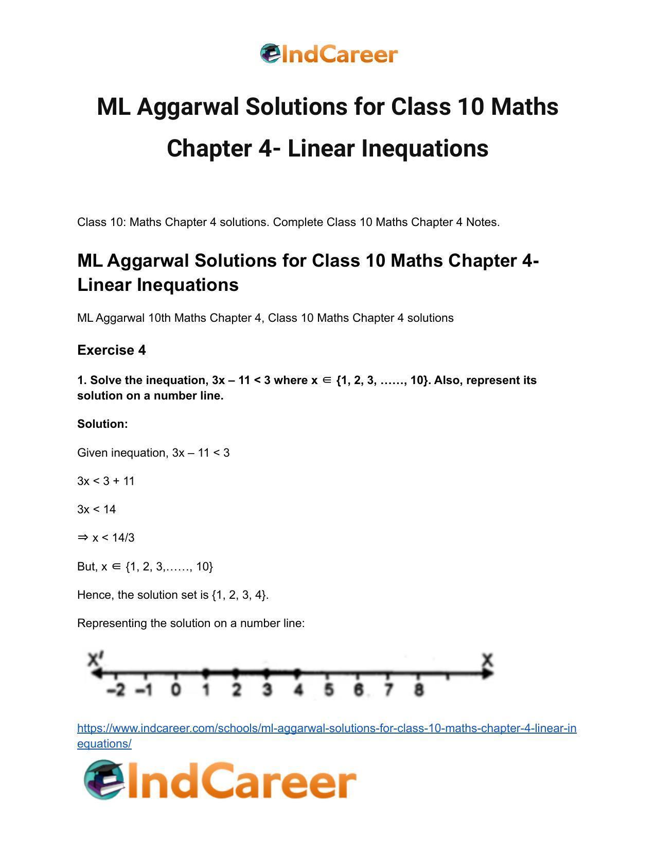 ML Aggarwal Solutions for Class 10 Maths Chapter 4- Linear Inequations - Page 2