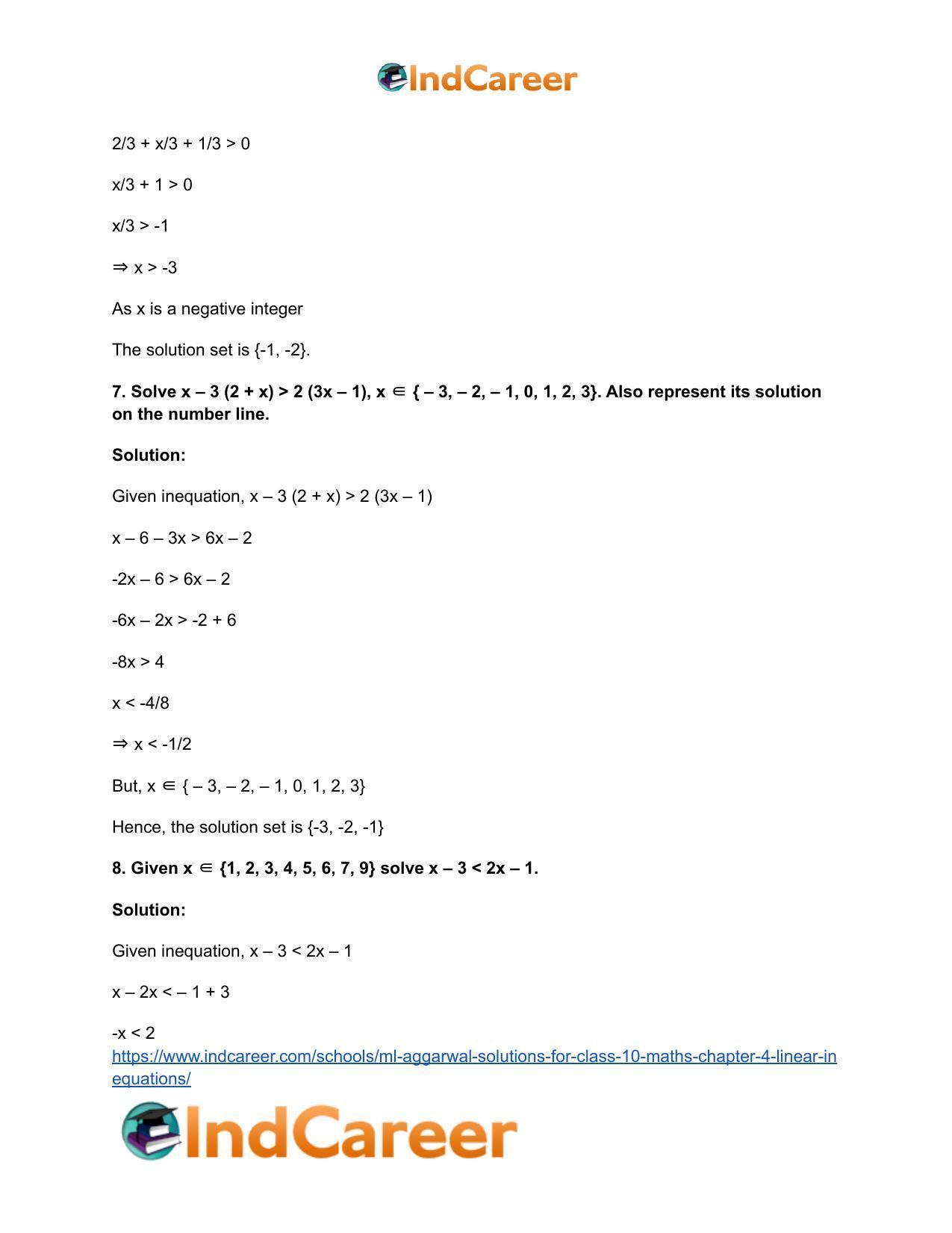 ML Aggarwal Solutions for Class 10 Maths Chapter 4- Linear Inequations - Page 5