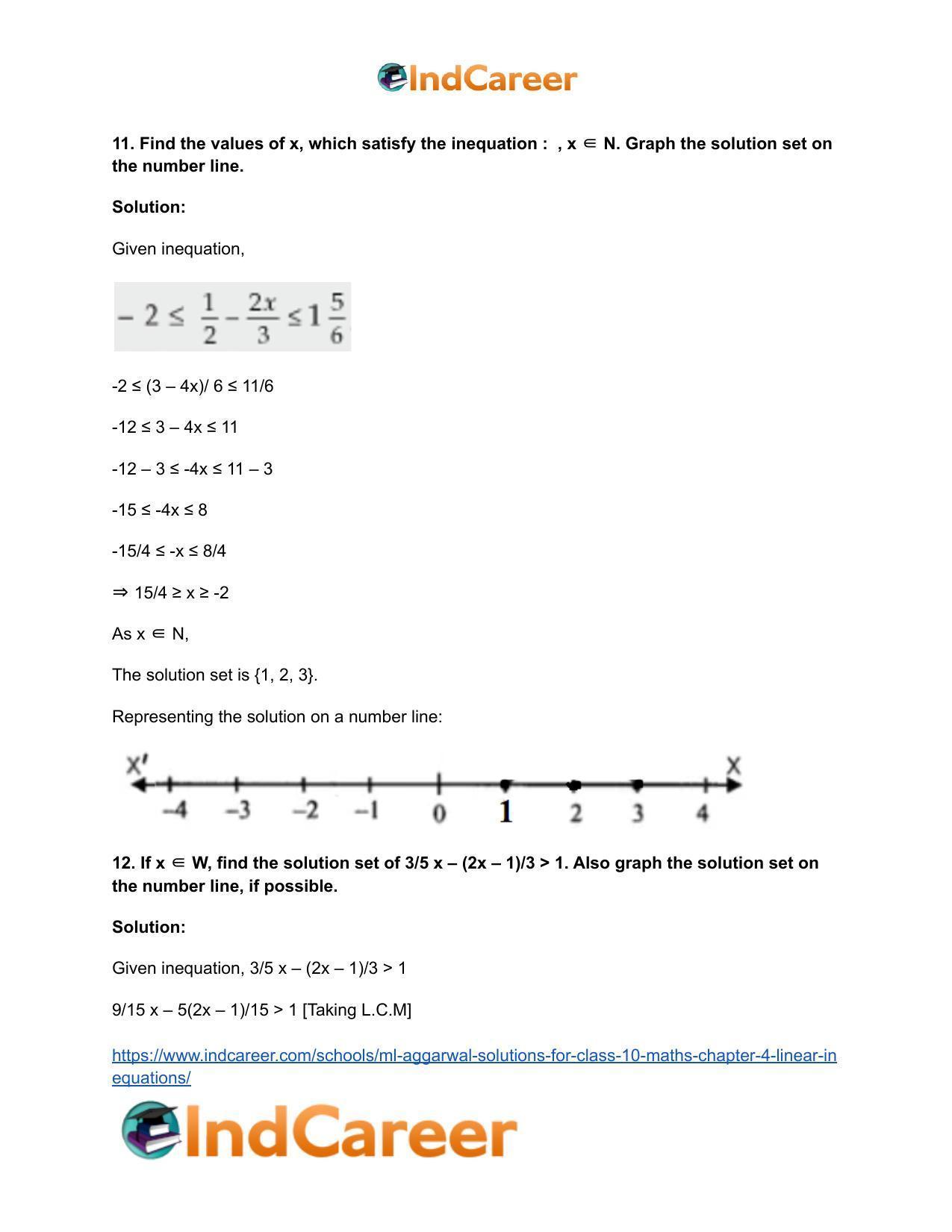 ML Aggarwal Solutions for Class 10 Maths Chapter 4- Linear Inequations - Page 7