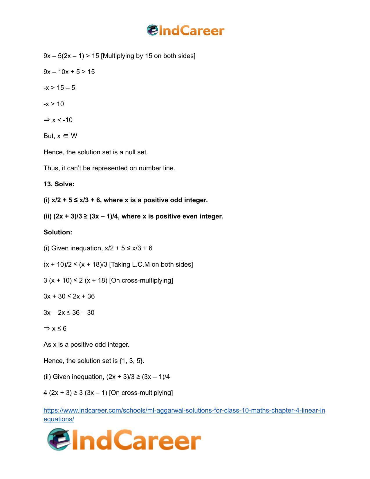 ML Aggarwal Solutions for Class 10 Maths Chapter 4- Linear Inequations - Page 8
