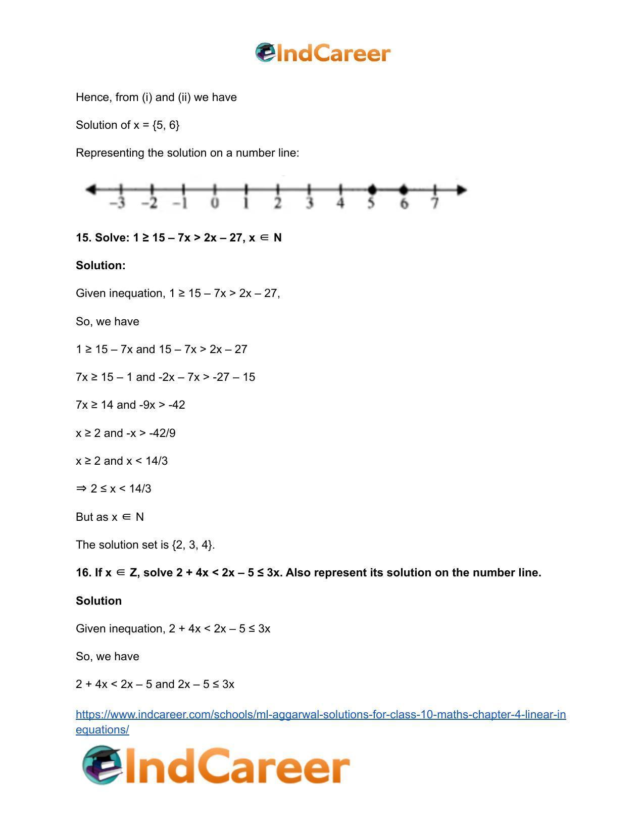 ML Aggarwal Solutions for Class 10 Maths Chapter 4- Linear Inequations - Page 10