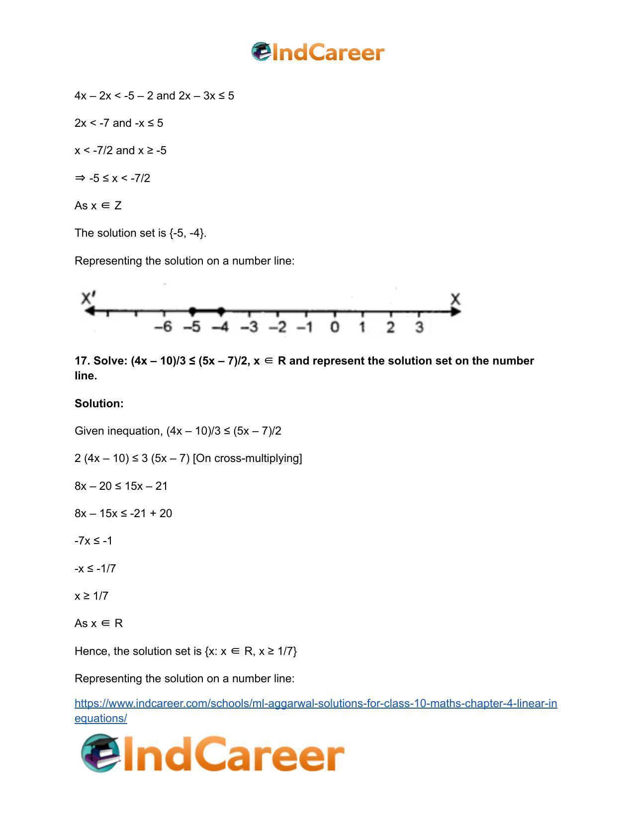 ML Aggarwal Solutions for Class 10 Maths Chapter 4- Linear Inequations - Page 11
