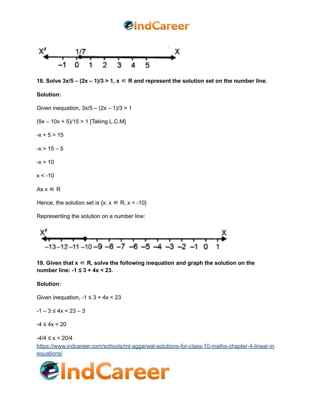 ML Aggarwal Solutions for Class 10 Maths Chapter 4- Linear Inequations - Page 12