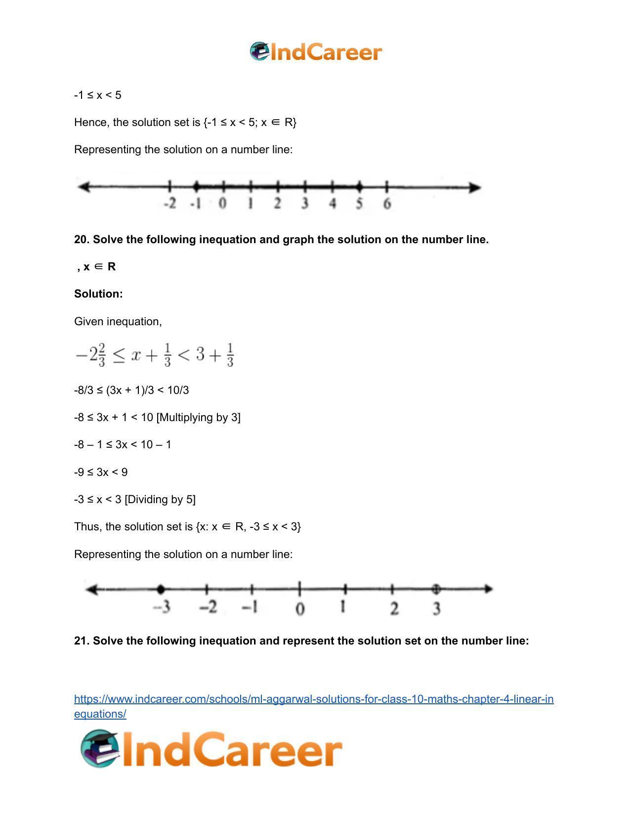 ML Aggarwal Solutions for Class 10 Maths Chapter 4- Linear Inequations - Page 13