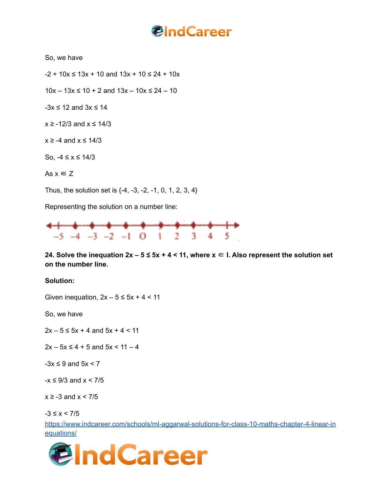 ML Aggarwal Solutions for Class 10 Maths Chapter 4- Linear Inequations - Page 16