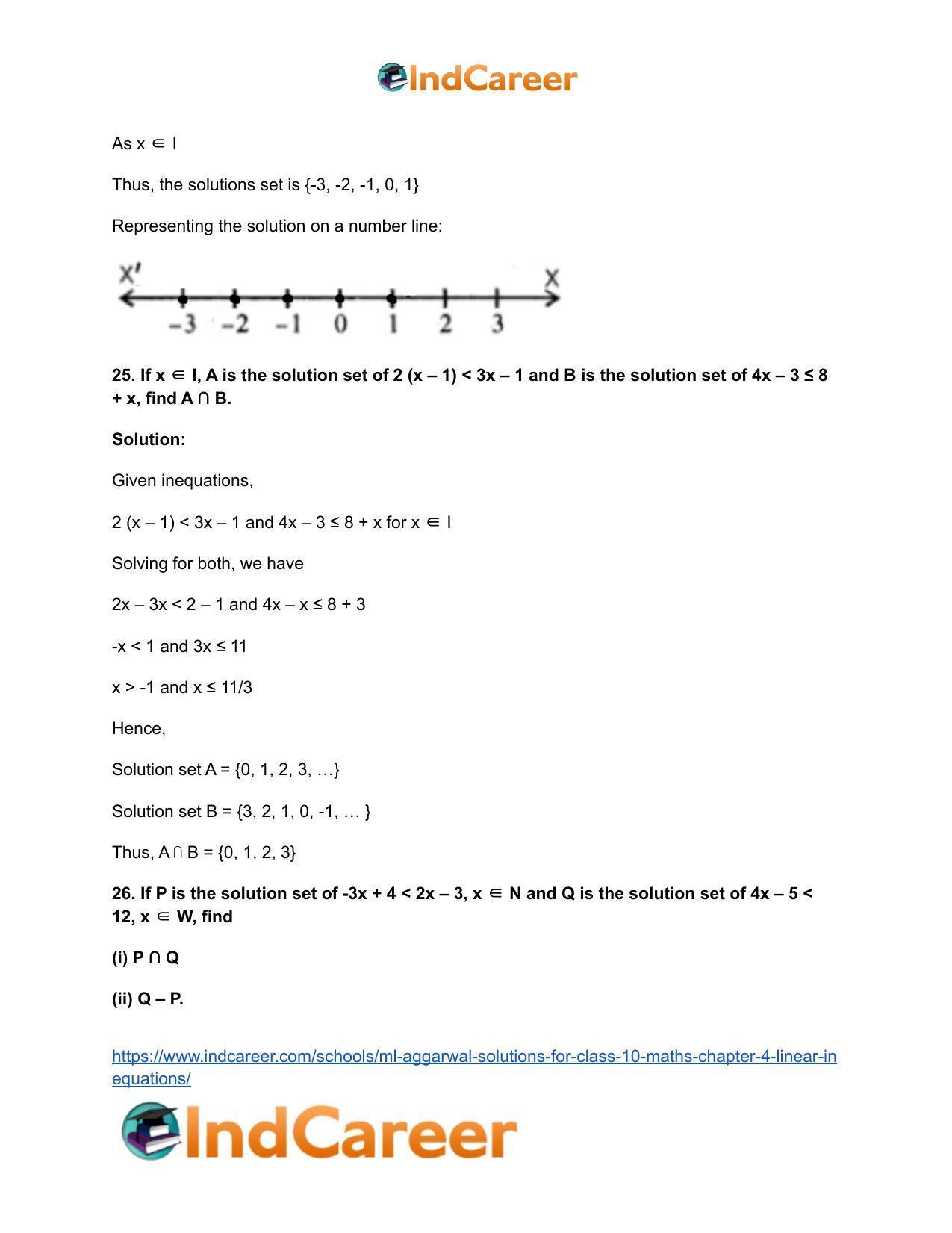ML Aggarwal Solutions for Class 10 Maths Chapter 4- Linear Inequations - Page 17