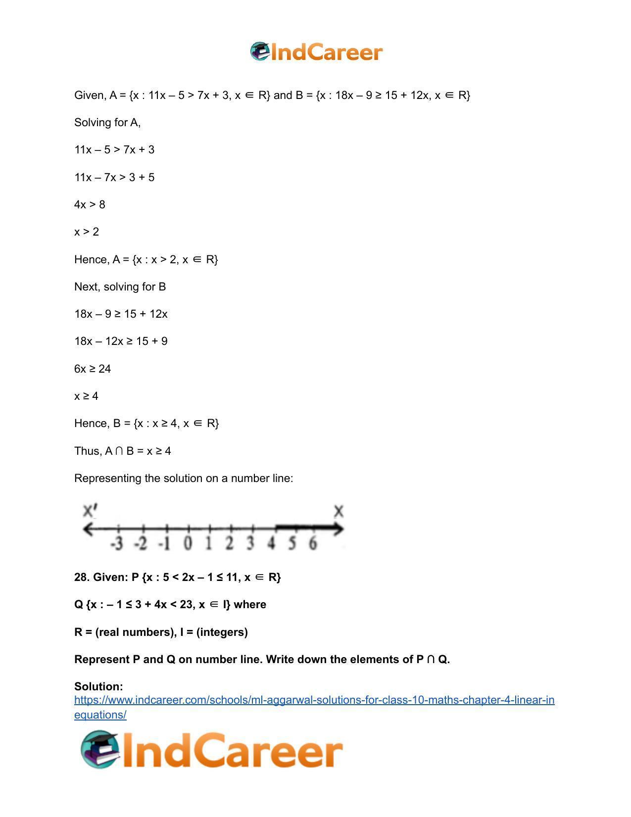 ML Aggarwal Solutions for Class 10 Maths Chapter 4- Linear Inequations - Page 19