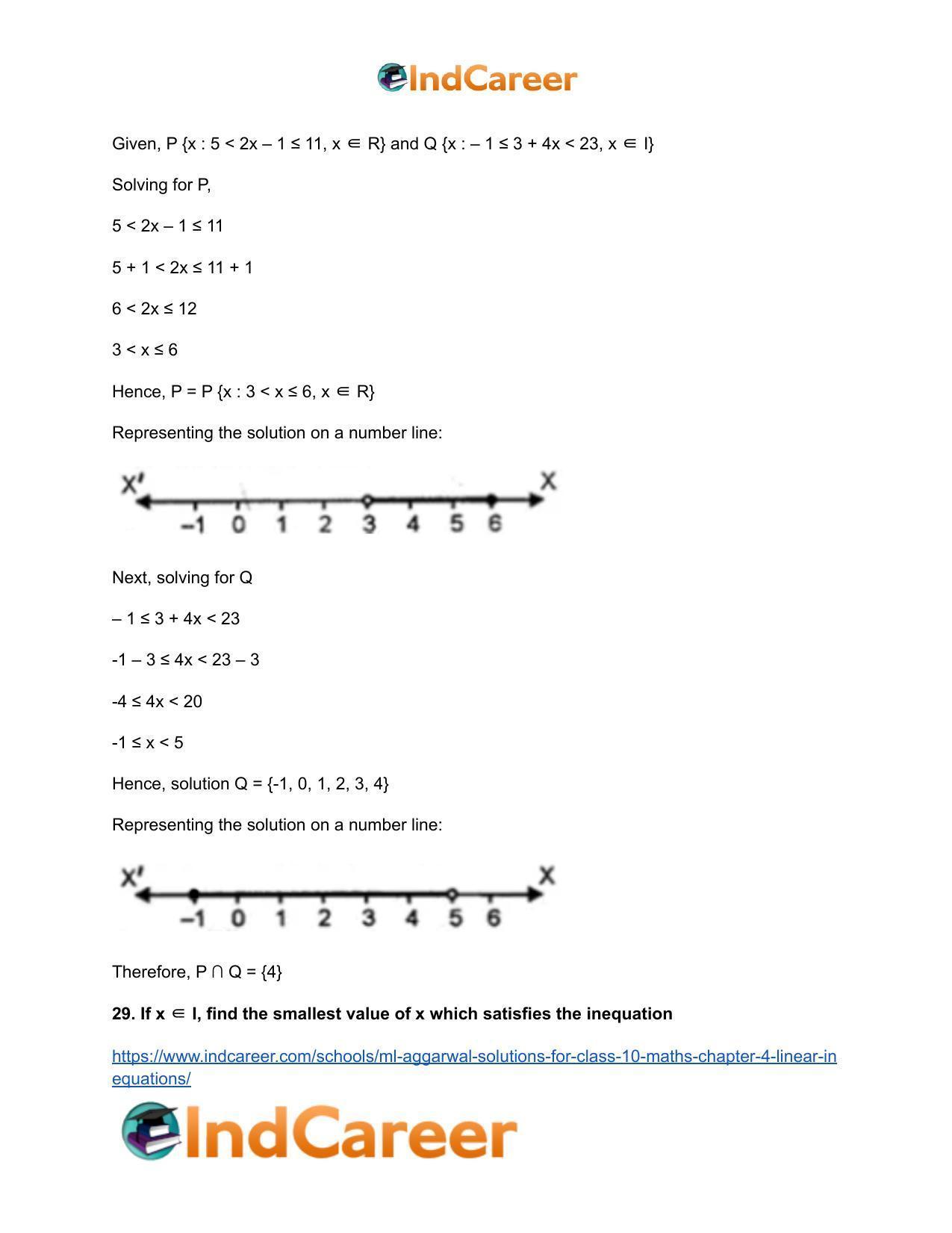 ML Aggarwal Solutions for Class 10 Maths Chapter 4- Linear Inequations - Page 20