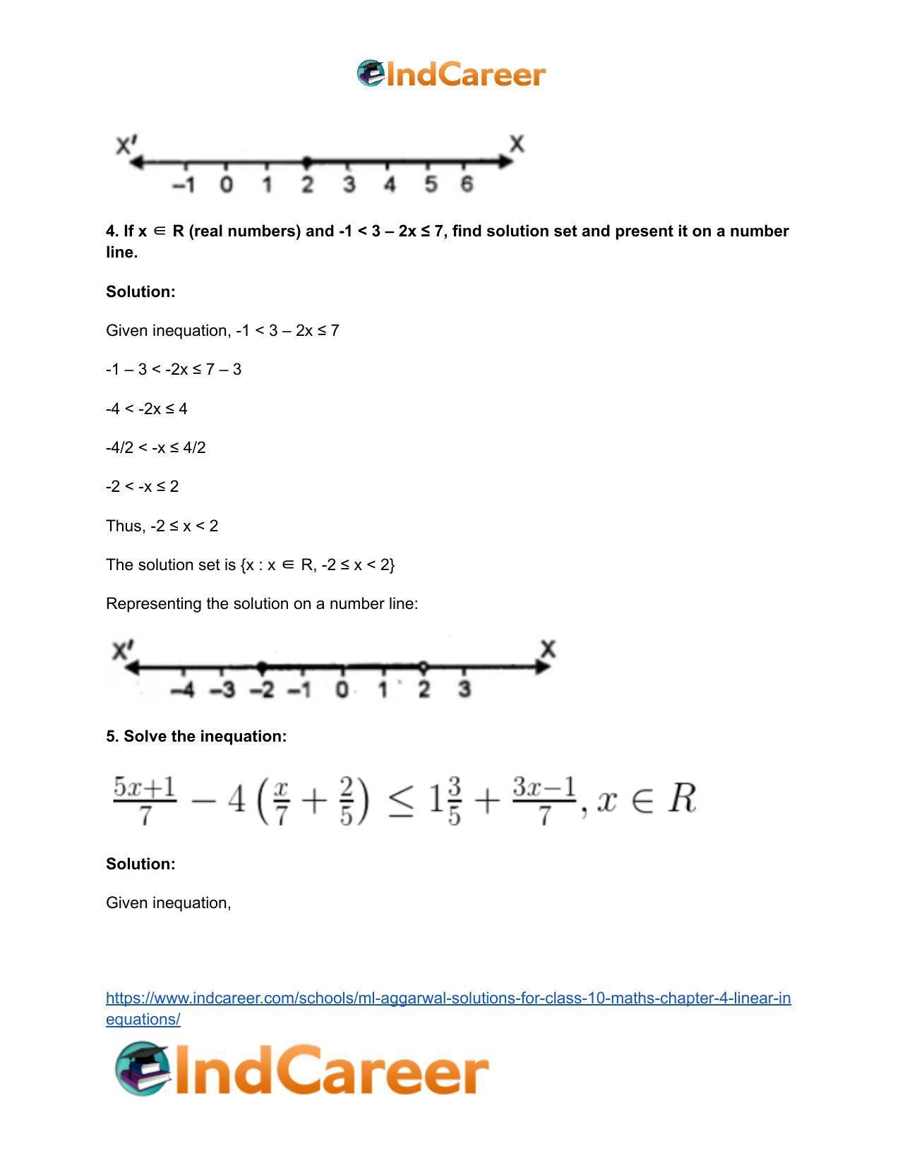 ML Aggarwal Solutions for Class 10 Maths Chapter 4- Linear Inequations - Page 27