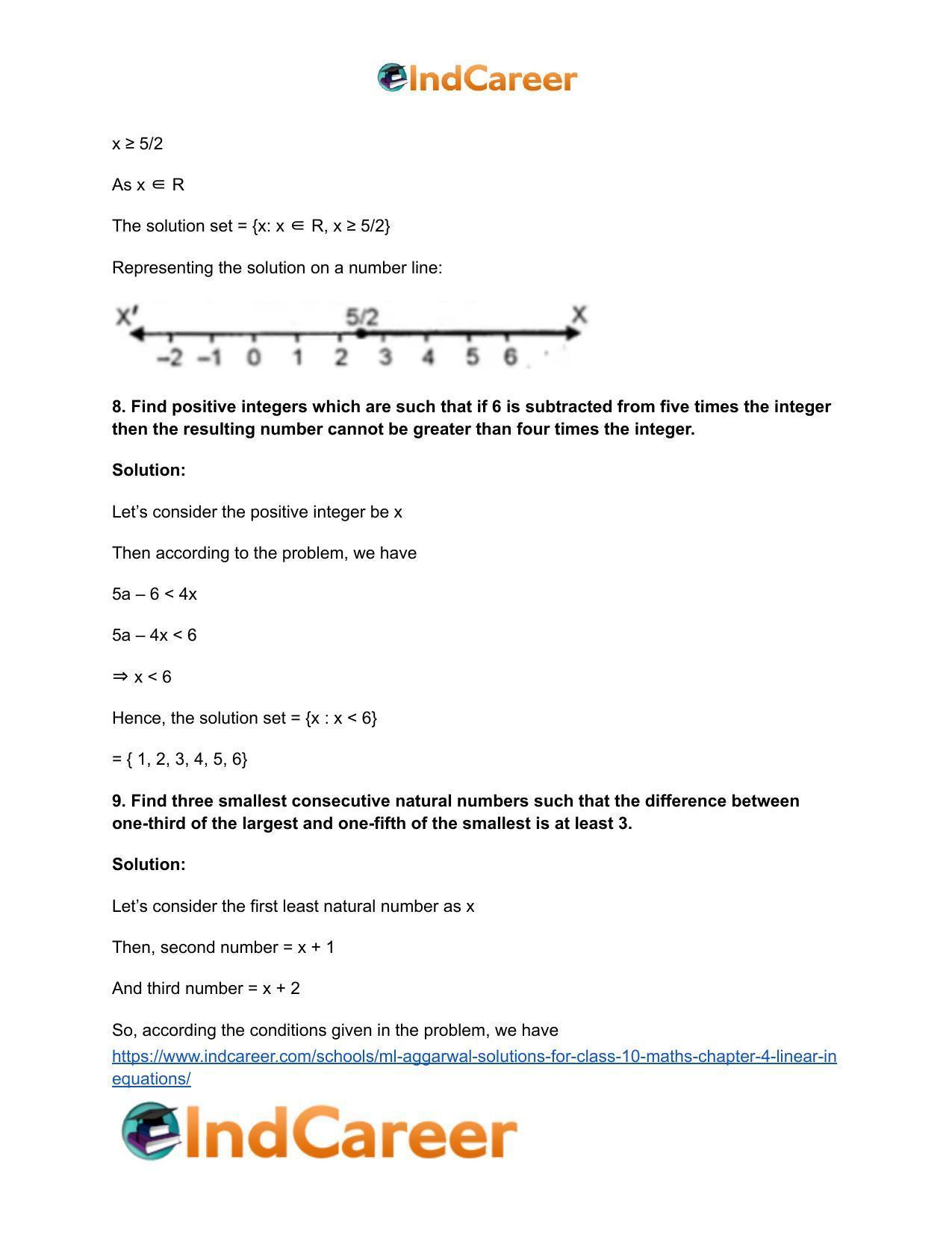 ML Aggarwal Solutions for Class 10 Maths Chapter 4- Linear Inequations - Page 30