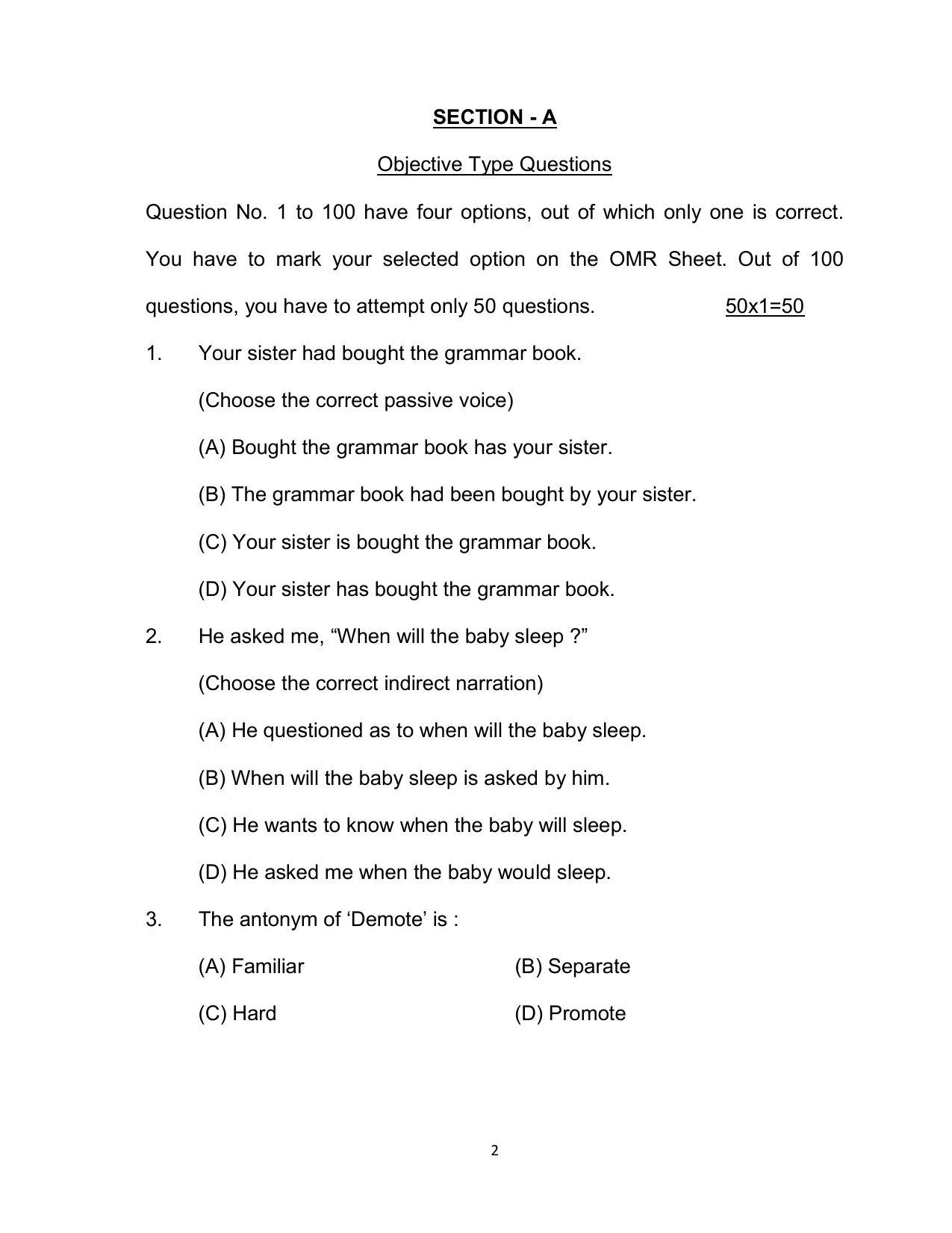 Bihar Board Class 12 English (Arts) Model Paper - Page 2