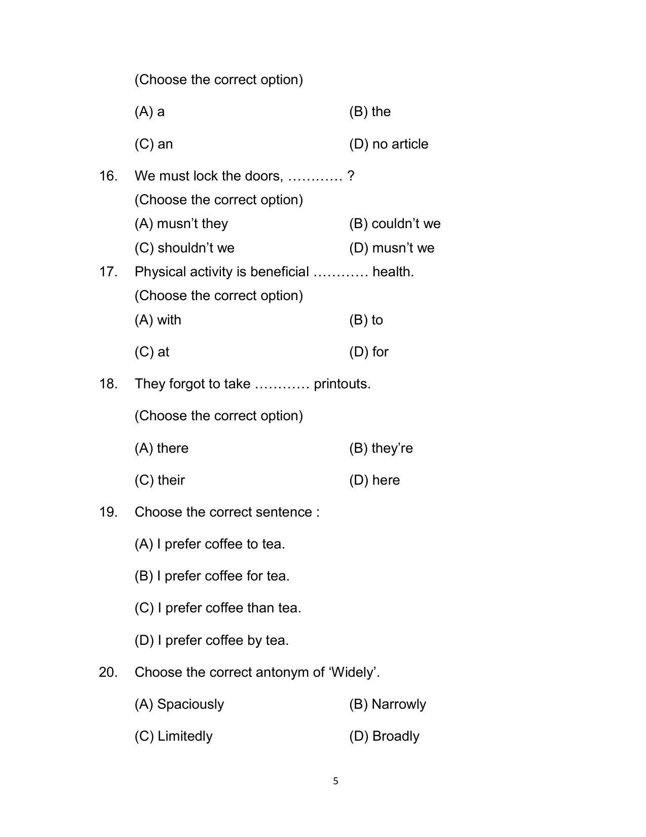 Bihar Board Class 12 English (Arts) Model Paper - Page 5