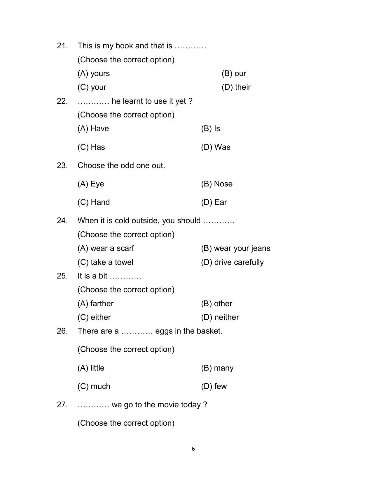 Bihar Board Class 12 English (Arts) Model Paper - Page 6