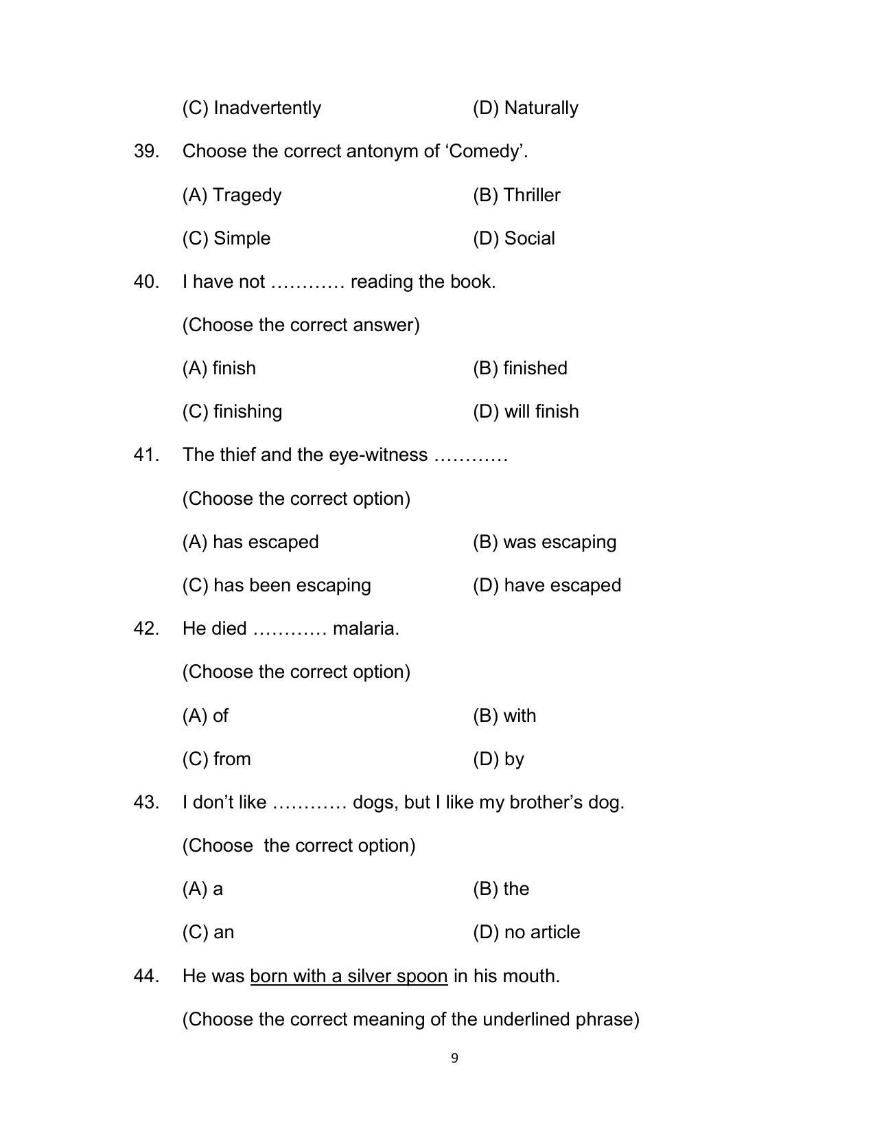 Bihar Board Class 12 English (Arts) Model Paper - Page 9