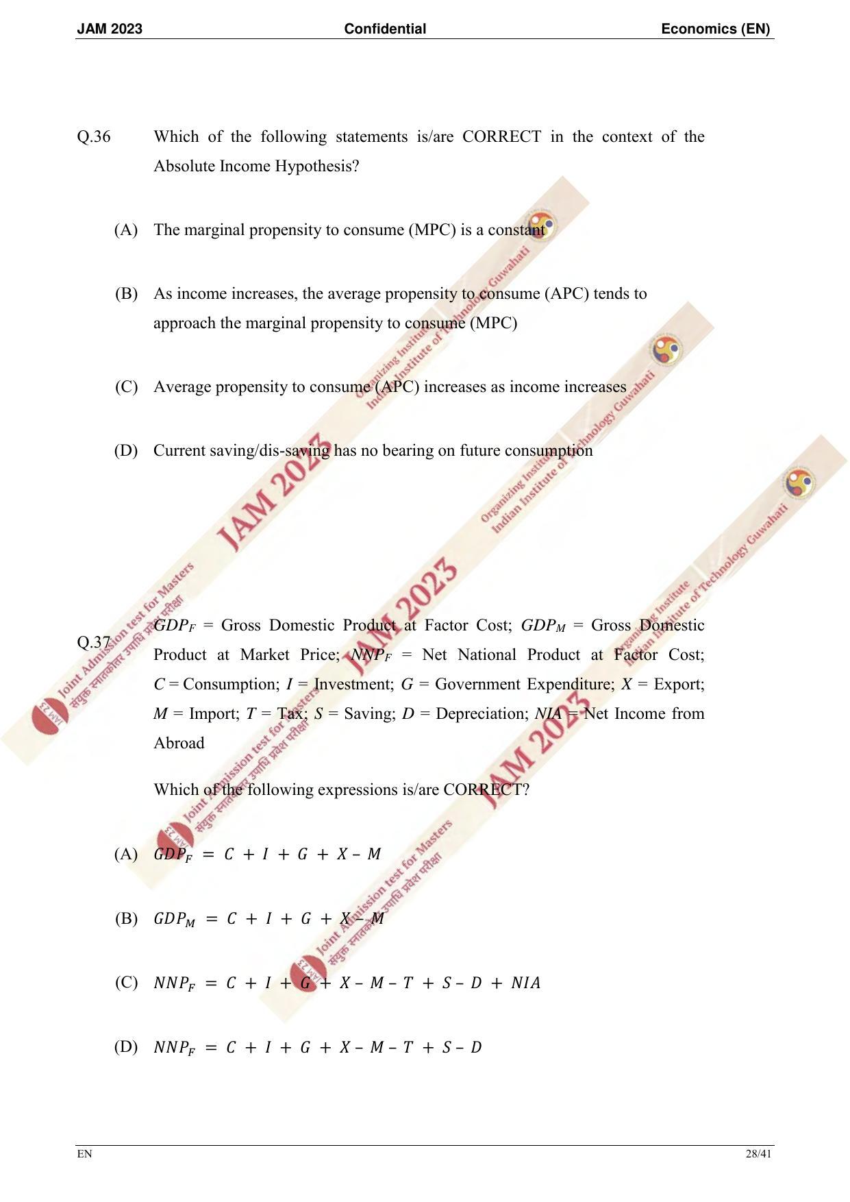 JAM 2023: EN Question Paper - Page 26