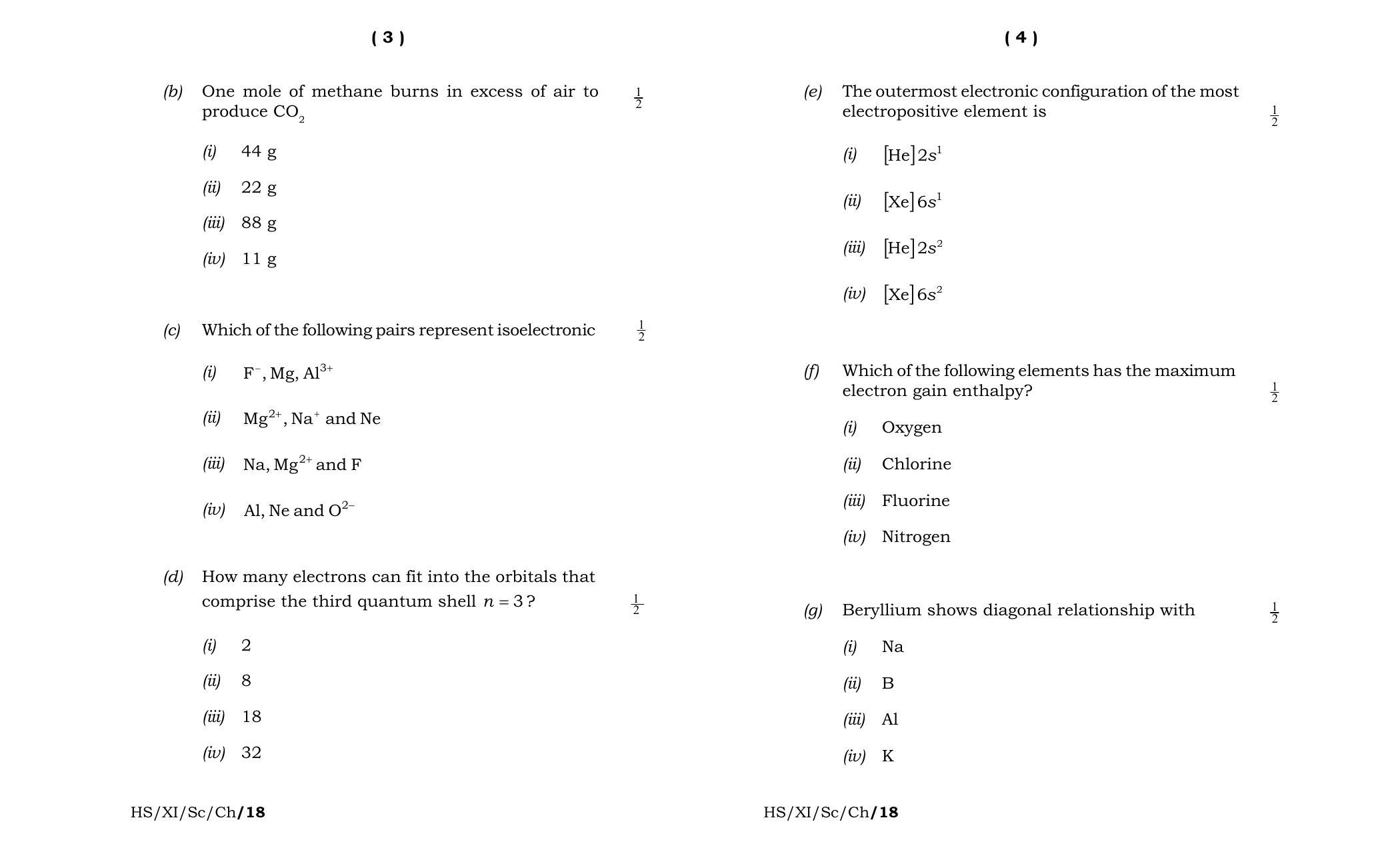 Meghalaya Board (MBOSE) Class 11 Chemistry 2018 Question Paper - Page 2