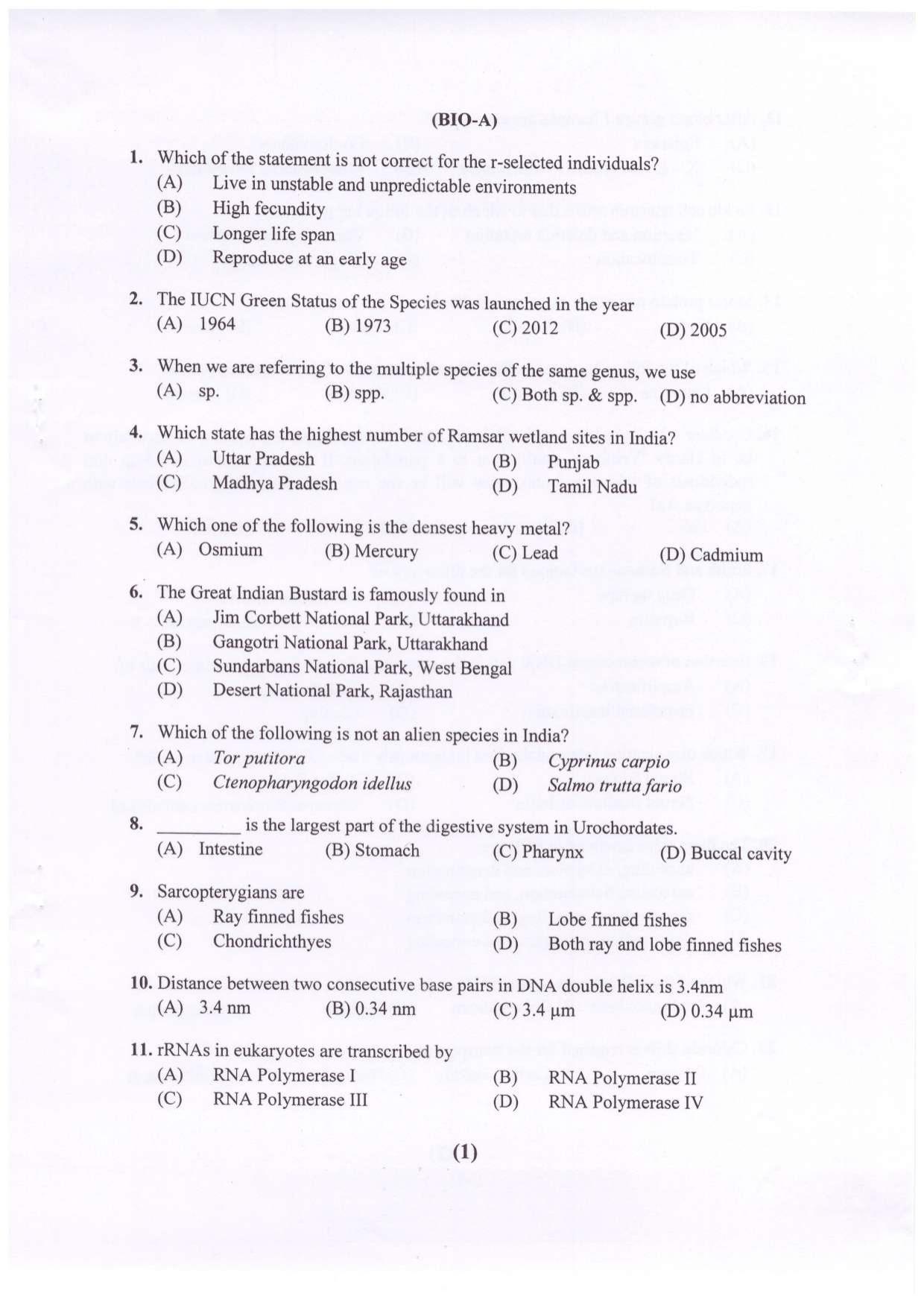 PUCET UG 2023 Biology Question Paper - Page 2