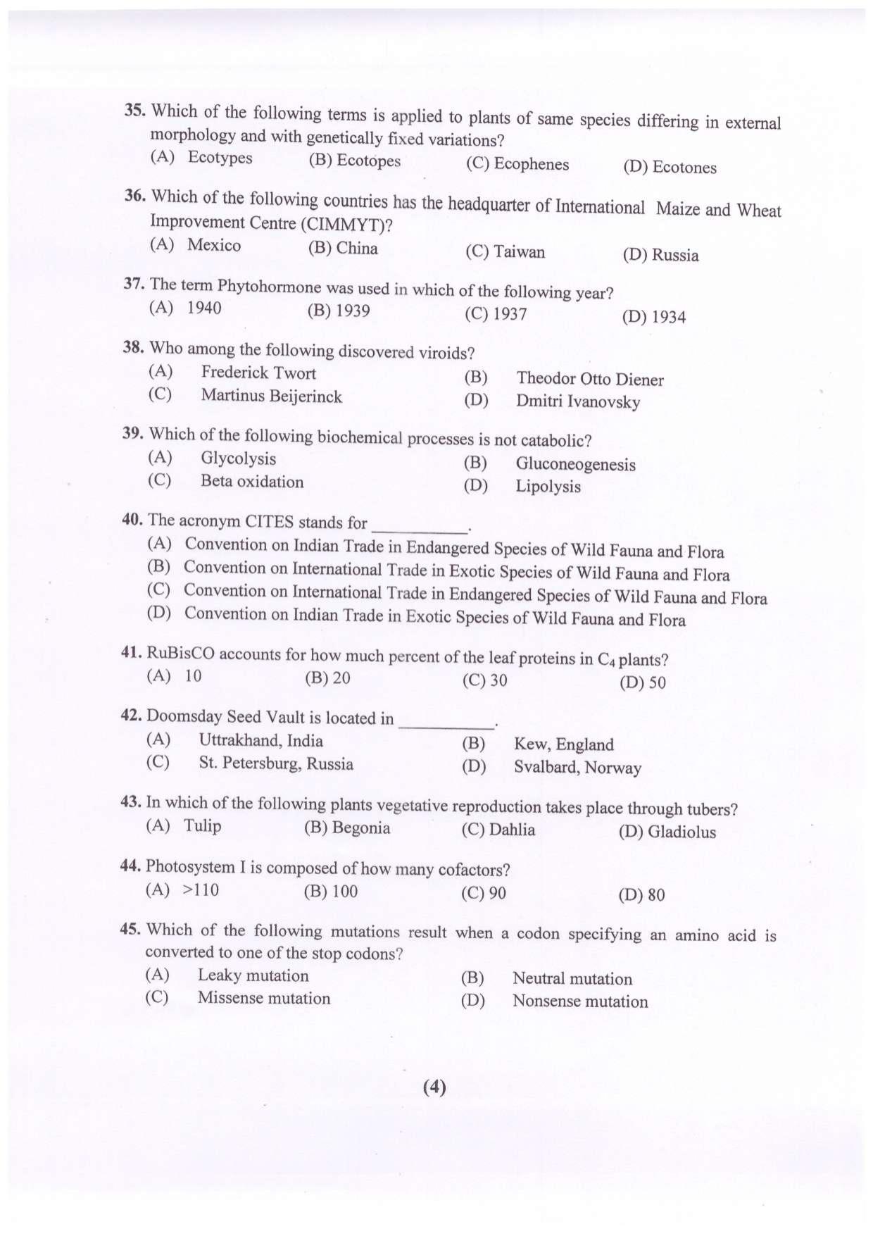 PUCET UG 2023 Biology Question Paper - Page 5