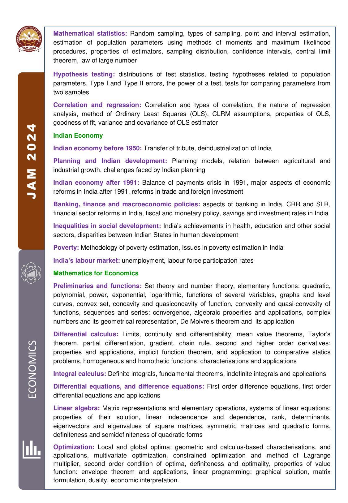 IIT JAM Economics (EN) Syllabus - Page 2