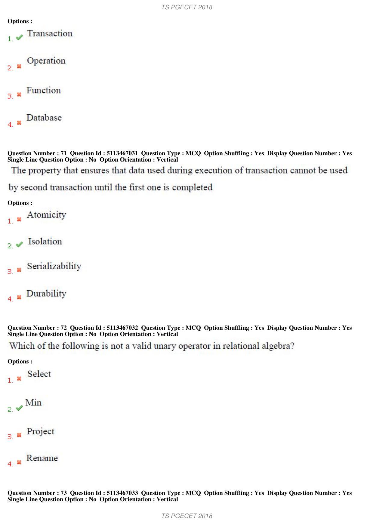 TS PGECET 2018: Computer Science & Information Tech Question Papers - Page 26