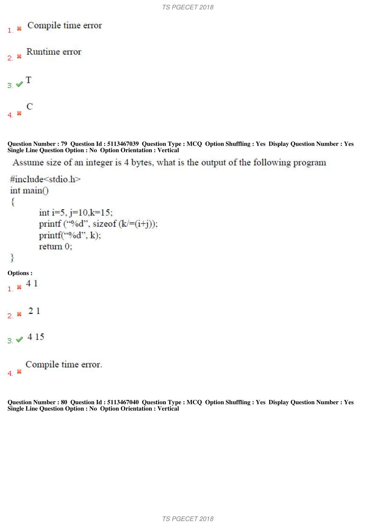 TS PGECET 2018: Computer Science & Information Tech Question Papers - Page 29