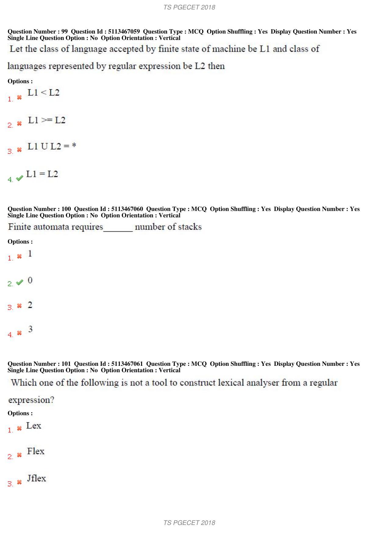 TS PGECET 2018: Computer Science & Information Tech Question Papers - Page 37