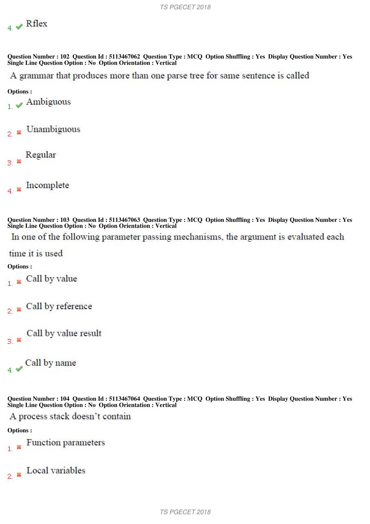 TS PGECET 2018: Computer Science & Information Tech Question Papers - Page 38