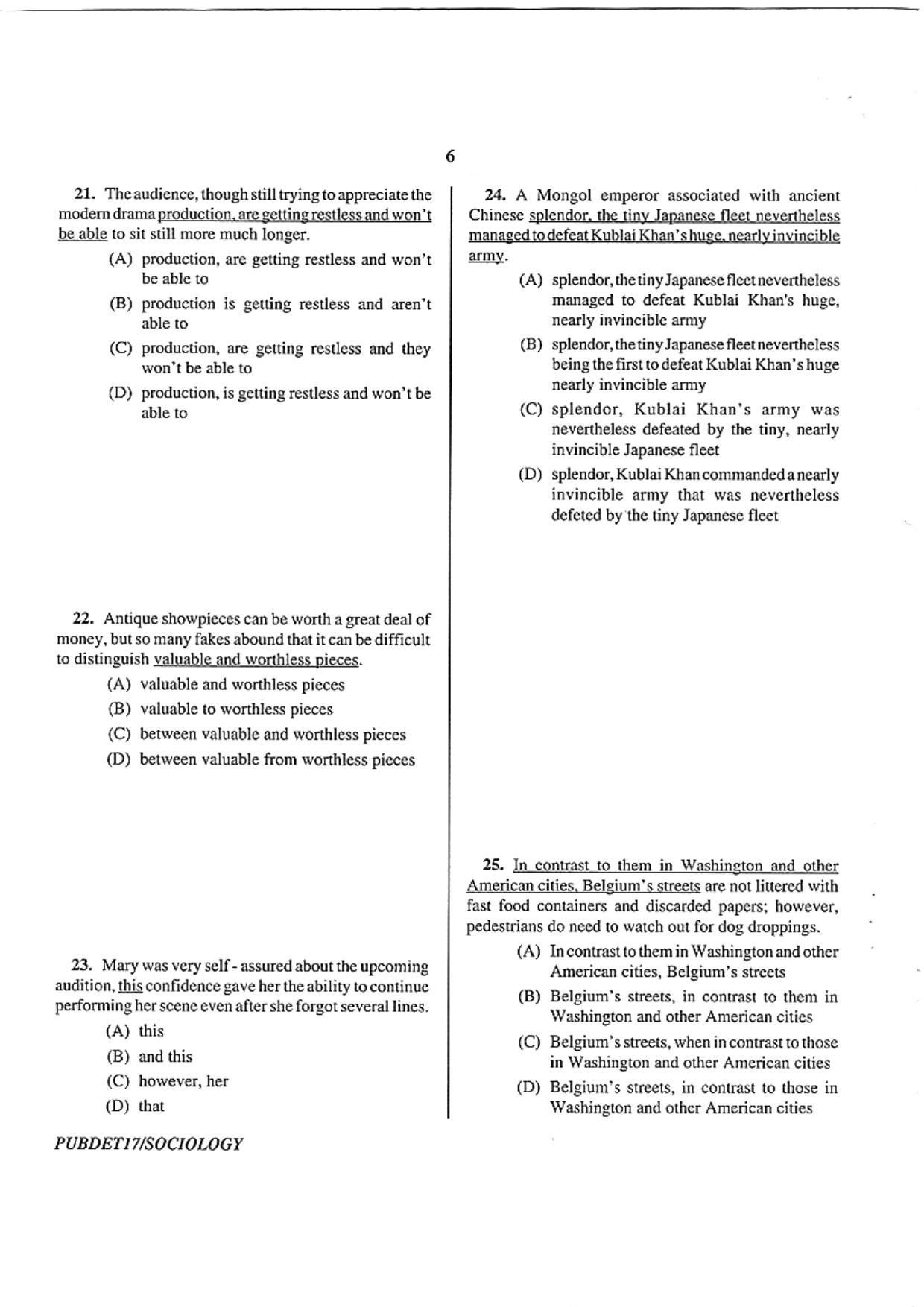 PUBDET 2017 Sociology Question Papers - Page 6