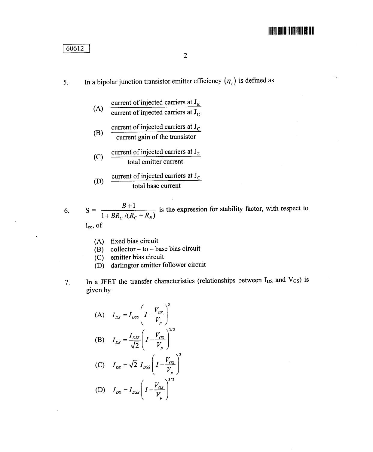 CUSAT CAT 2012 Electronic Science Question Paper - Page 3